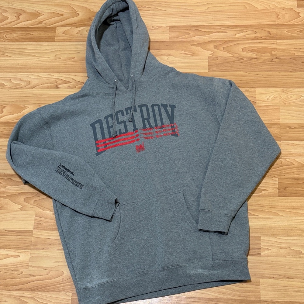 Gray Hoodie with Red Accents